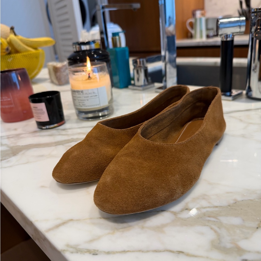 Staud Alba Ballet Flats in Brown Suede NWB- Women